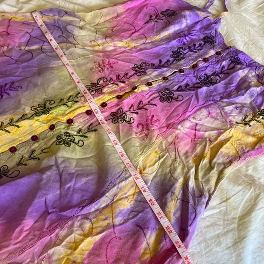 Henna tie dye Spaghetti Strap Embroidered Dress-OS - Picture 15 of 16